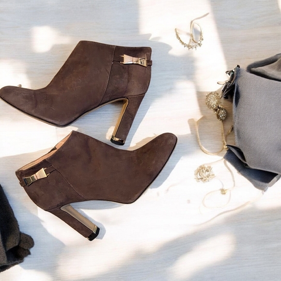 kate spade Shoes - Kate Spade Aldaz Gold Bow Boot, Brown Suede